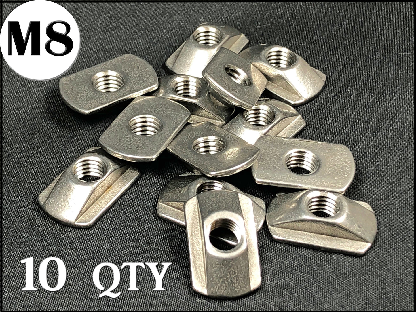 M8 Stainless Steel Low Profile T-nuts-Pack of 10